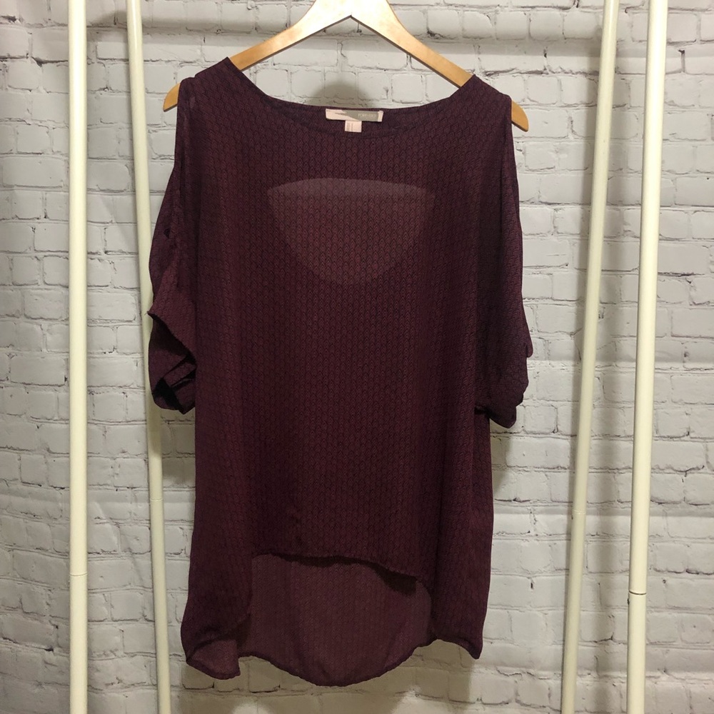 Cold Shoulder Cutout Back Semi-Sheer Top